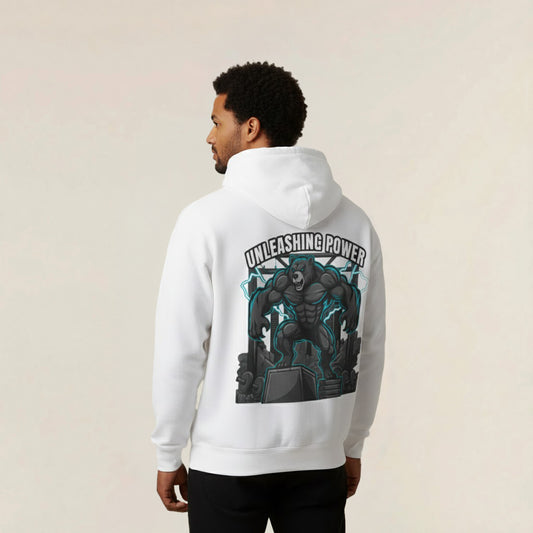 Gym Animal Cartoon Hoodie — Aggressive Bold Front & Back Design